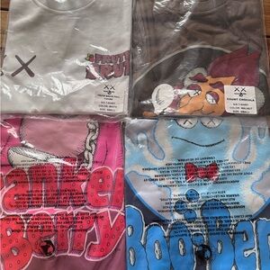 Kaws X 4 Cereal Mascot Graphic Tee Bundle - White, Pink, Brown, Blue small new